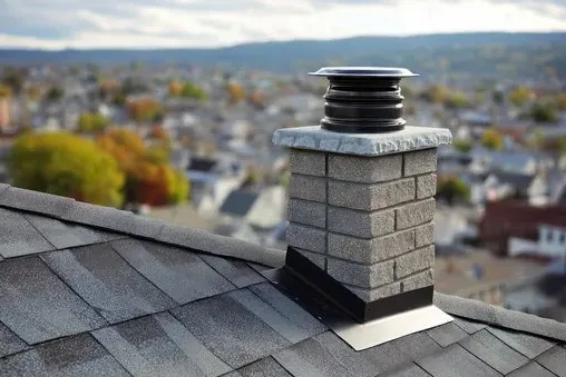 Chimney with a fitted cap above a shingle roof in Valencia